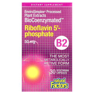 Natural Factors, BioCoenzymated™, B2, Riboflavine-5'-phosphate, 50 mg, 30 capsules végétariennes