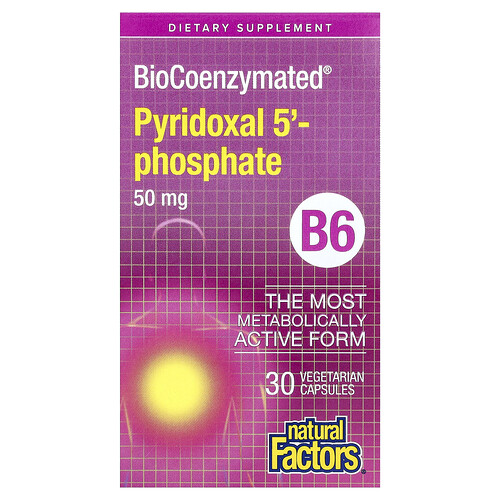 Natural Factors, BioCoenzymated®, B6, Pyridoxal 5'-Phosphate, 50 mg, 30 Vegetarian Capsules