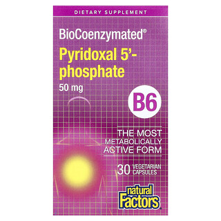 Natural Factors, BioCoenzymated®, B6, Pyridoxal 5'-Phosphate, 50 mg, 30 capsules végétariennes