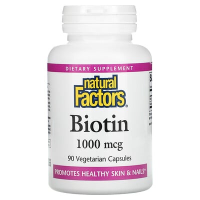 Natural Factors Biotin, 1000 mcg, 90 Vegetarian Capsules