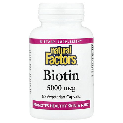 Natural Factors, Biotin, 5,000 mcg, 60 Vegetarian Capsules