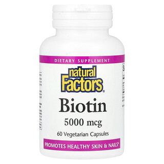 Natural Factors, 비오틴, 5,000mcg, 베지 캡슐 60정