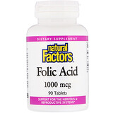 Natural Factors, Фолиевая кислота, 1000 мкг, 90 таблеток отзывы