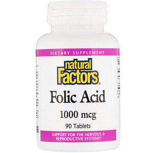Отзывы о Натурал Факторс, Folic Acid, 1,000 mcg, 90 Tablets