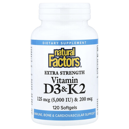 Natural Factors Vitamin D3 & K2, 120 Softgels