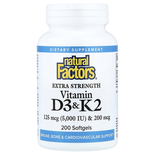 Natural Factors Vitamin D3 & K2, 200 Softgels