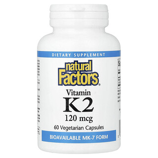 Natural Factors, Vitamine K2, 120 µg, 60 capsules végétariennes