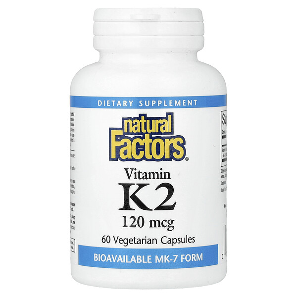 Natural Factors Vitamin K2, 120 mcg, 60 Vegetarian Capsules