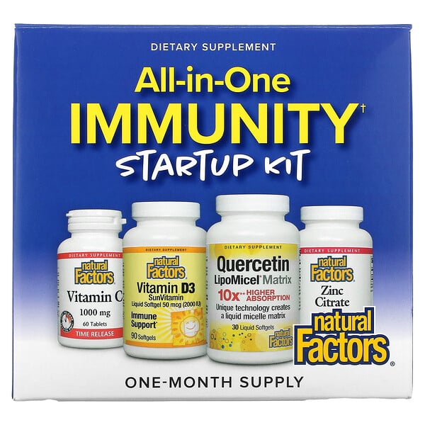 Natural Factors, All-In-One Immunity Startup Kit, 4 Piece Kit