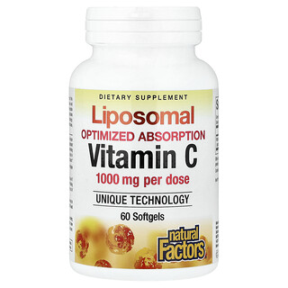 Natural Factors, Vitamine C liposomale, 60 capsules à enveloppe molle (500 mg pièce)
