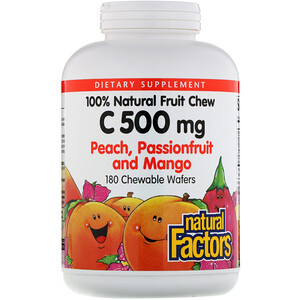 Отзывы о Натурал Факторс, 100% Natural Fruit Chew Vitamin C, Peach, Passionfruit and Mango, 500 mg, 180 Chewable Wafers