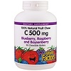Natural Factors, C 500 mg、ブルーベリー、ラズベリー、ボイゼンベリー、 90チュアブルウェハース