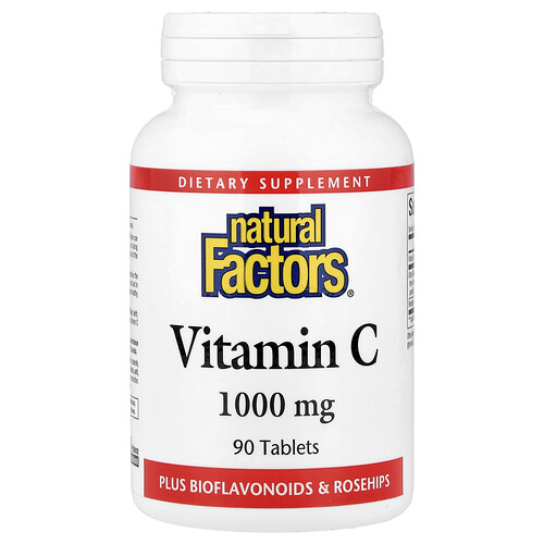 Natural Factors, Vitamin C, Plus Bioflavonoids & Rosehips, 1,000 mg, 90 Tablets