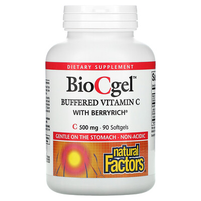 Natural Factors BioCgel, Buffered Vitamin C with BerryRich, 500 mg, 90 Softgels