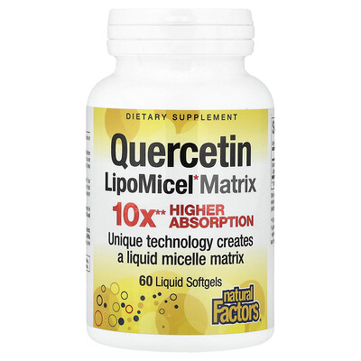 Natural Factors, Matriz de quercetina LipoMicel, 250 mg, 60 cápsulas blandas con contenido líquido
