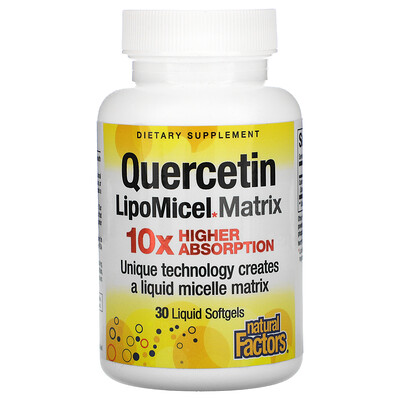 Natural Factors Quercetin LipoMicel Matrix, 30 Liquid Softgels