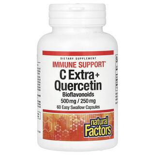 Natural Factors, C 엑스트라 + 퀘르세틴, 500mg/250mg, 삼키기 쉬운 캡슐 60정