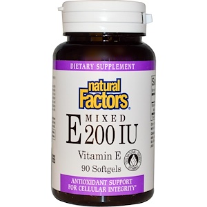 Natural Factors, Смешанный витамин E 200 МЕ, Витамин E, 90 желатиновых капсул