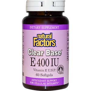 Natural Factors, E 400 МЕ, Clear Base, 60 гелевых капсул