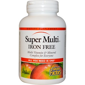 Купить Natural Factors, Супермультивитамин, без железа, 90 таблеток  на IHerb