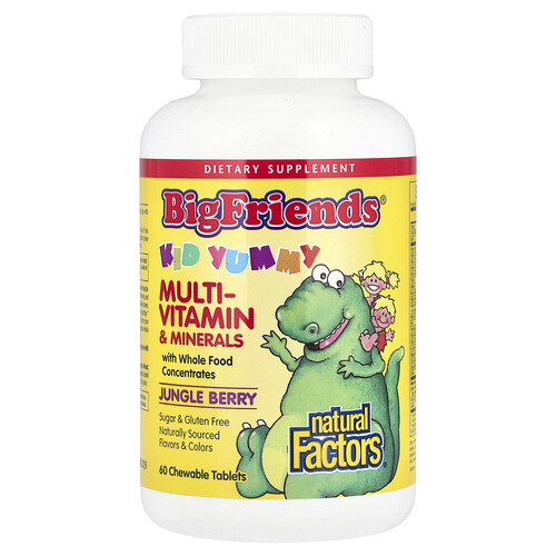 Natural Factors, Big Friends®, Multi-Vitamin & Minerals, Multivitamin und Mineralien, „Dschungelbeere“, 60 Kautabletten