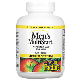 Natural Factors, MultiStart para hombres, Suplemento con vitaminas de una ingesta diaria para hombres, 120 comprimidos