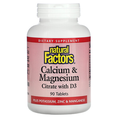 

Natural Factors, Calcium & Magnesium Citrate with D3, 90 Tablets
