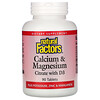 Natural Factors, Calcium & Magnesium, Citrate with D3, 90 Tablets
