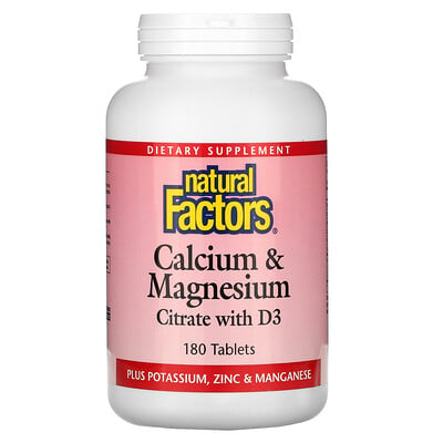 Natural Factors цитрат кальция и магния с витамином D3, 180 таблеток