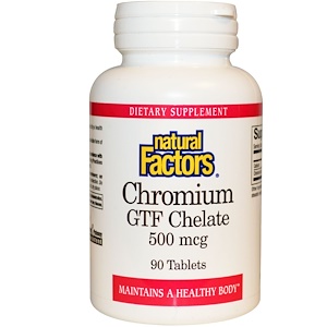 Купить Natural Factors, Chromium GTF Chelate, 500 мкг, 90 таблеток  на IHerb
