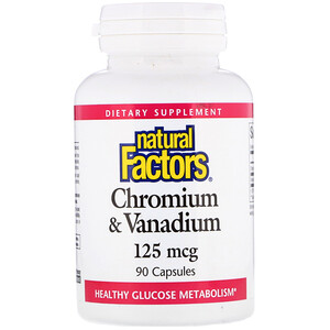 Отзывы о Натурал Факторс, Chromium & Vanadium, 125 mcg, 90 Capsules