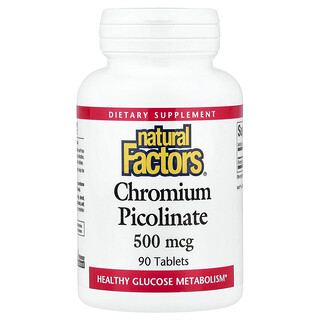 Natural Factors, Picolinato de cromo, 500 mcg, 90 comprimidos