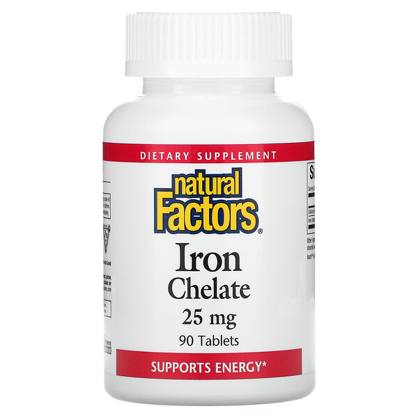 Natural Factors, Iron Chelate, 25 mg, 90 Tablets iHerb
