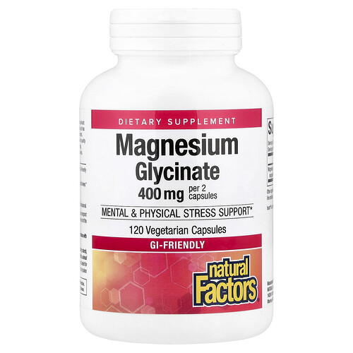 Natural Factors Magnesium Glycinate, 200 mg, 120 Vegetarian Capsules