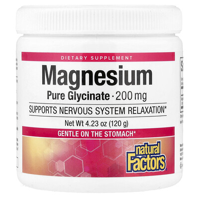 Natural Factors, Bisglicinato de magnesio, Puro, 200 mg, 120 g (4,2 oz)