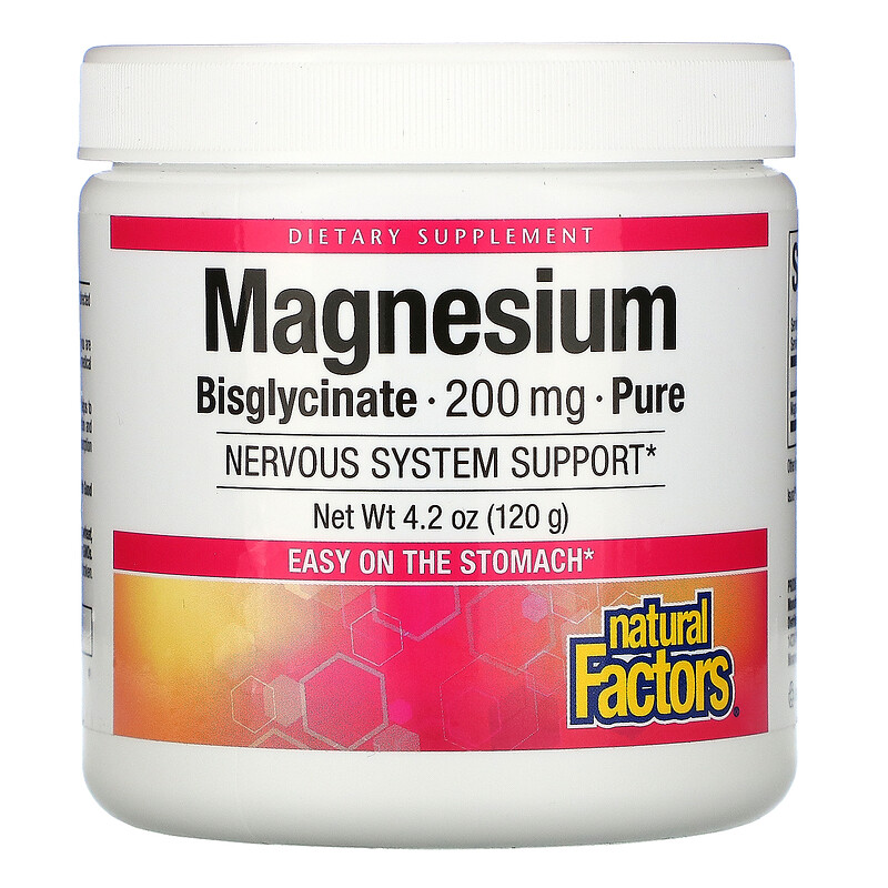 Natural Factors, Magnesium Bisglycinate, Pure, 200 mg, 4.2 oz (120 g