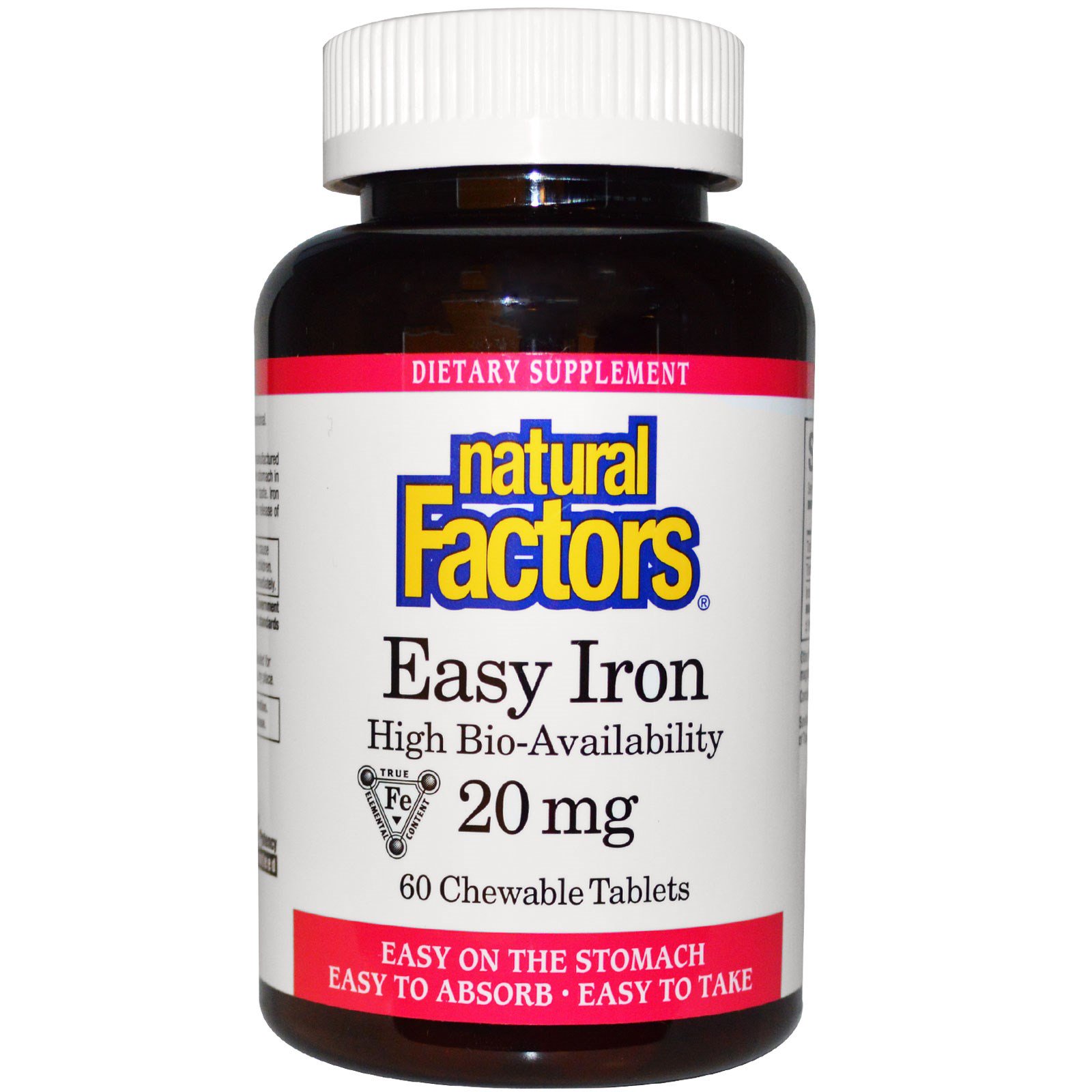 Natural Factors, Easy Iron, 20 mg, 60 Chewable Tablets