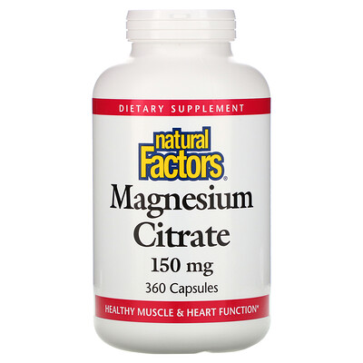 Natural Factors Цитрат магния, 150 мг, 360 капсул