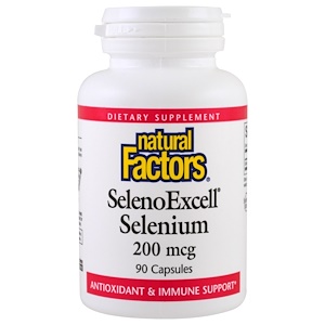 Natural Factors, SelenoExcell, селен, 200 мкг, 90 капсул
