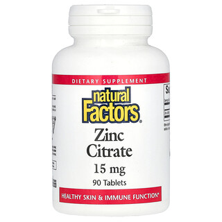 Natural Factors, クエン酸亜鉛、15mg、90粒
