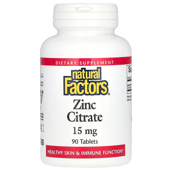 Natural Factors Zinc Citrate, 15 mg, 90 Tablets
