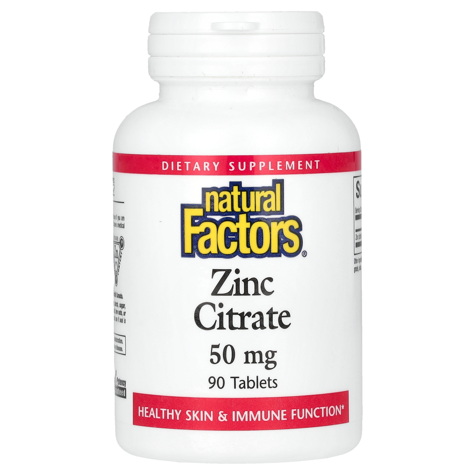 Natural Factors (내추럴팩터스), 구연산 아연, 50mg, 정제 90정