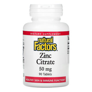 Natural Factors, Citrato de Zinco, 50 mg, 90 Comprimidos