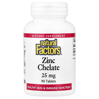 Natural Factors, Zinc Chelate, 25 mg, 90 Tablets