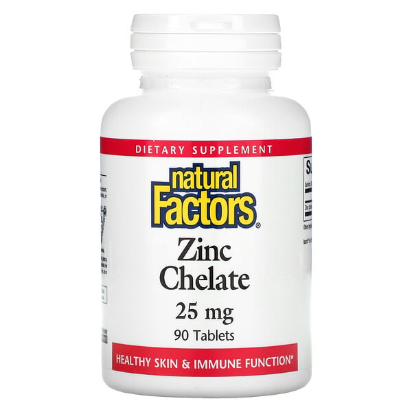 Natural Factors, Zinc Chelate, Zink-Chelat, 25 mg, 90 Tabletten