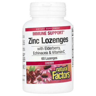 Natural Factors, Lonzenges de zinc, Con saúco, equinácea y vitamina C, Cereza, 60 pastillas