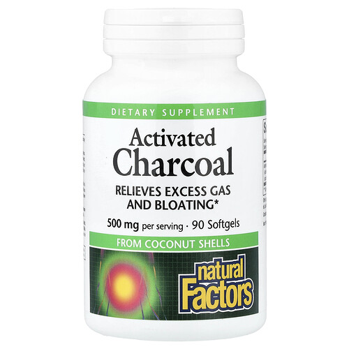 Natural Factors Activated Charcoal, 90 Softgels (250 mg per Softgel)