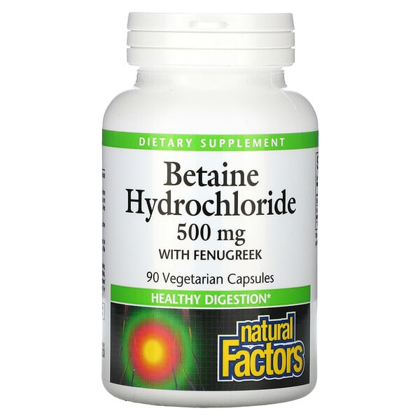 Natural Factors, Betaine Hydrochloride, 500 mg, 90 Vegetarian Capsules
