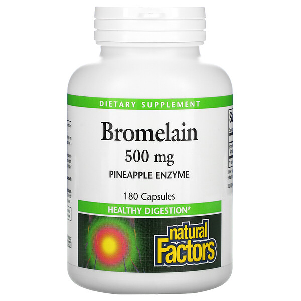 Natural Factors, Bromelaína, 500 mg, 180 cápsulas