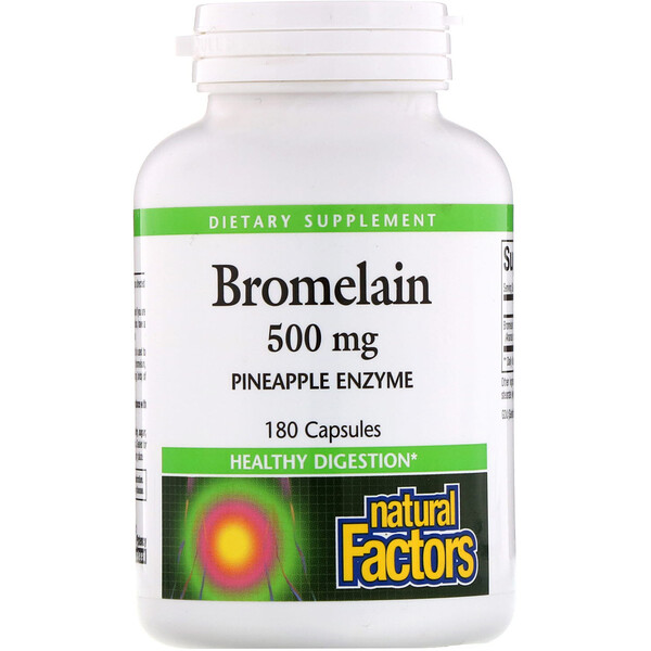 Natural Factors, 브로멜라인(Bromelain), 500 mg, 180 캡슐 iHerb